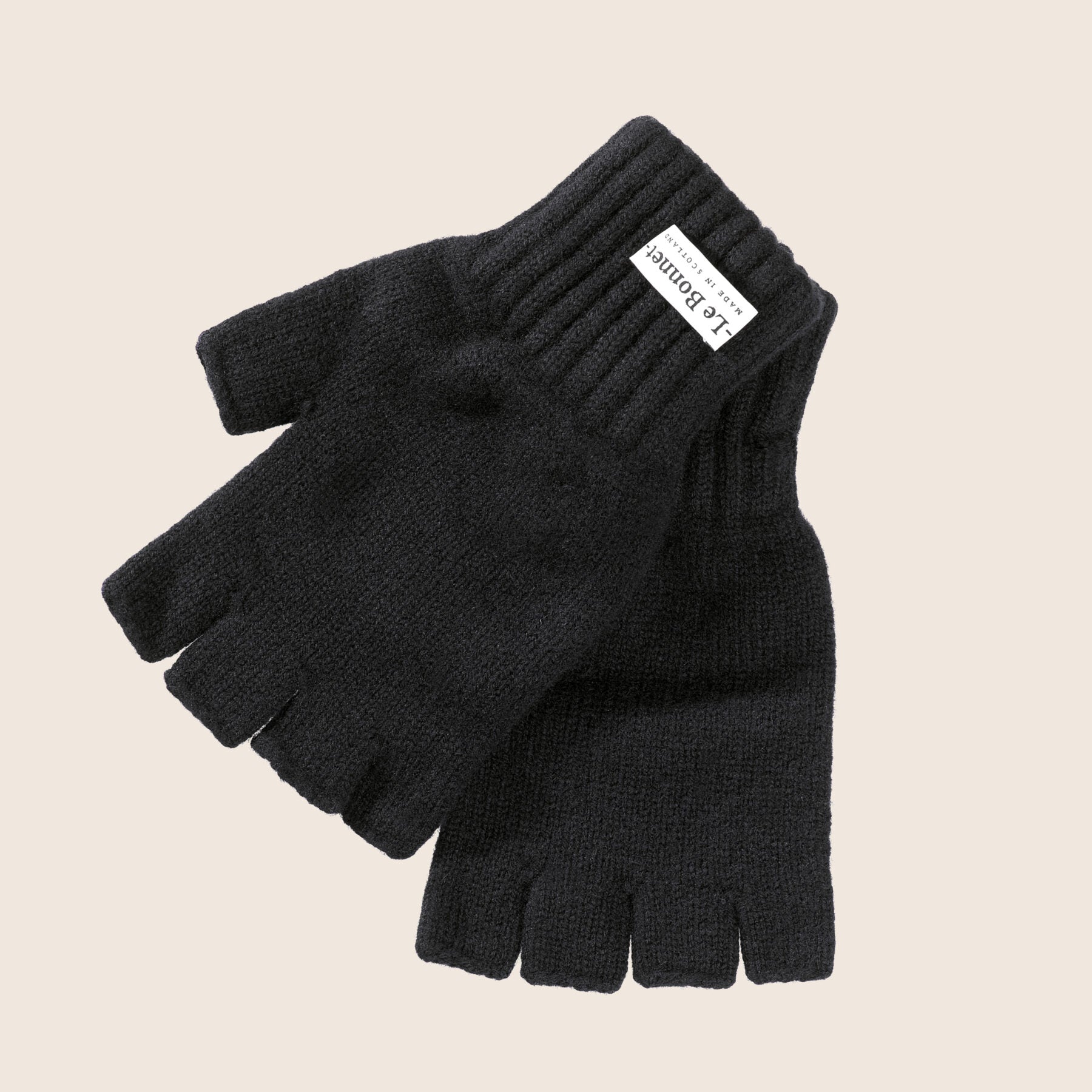 KNITTED FINGERLESS GLOVES - ONYX