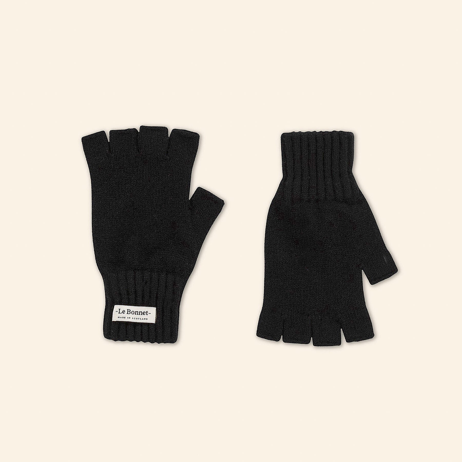 KNITTED FINGERLESS GLOVES - ONYX