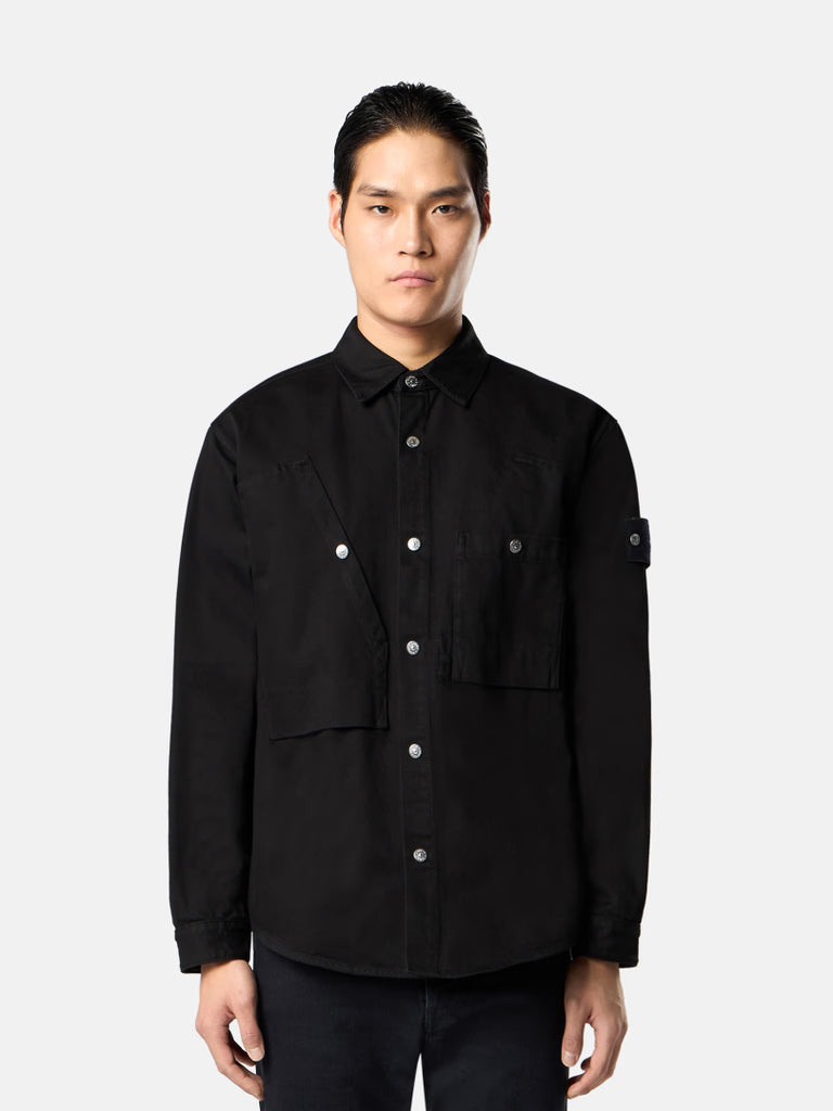 BLACK REGULAR FIT OVERSHIRT - BLACK