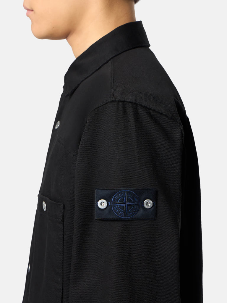 BLACK REGULAR FIT OVERSHIRT - BLACK