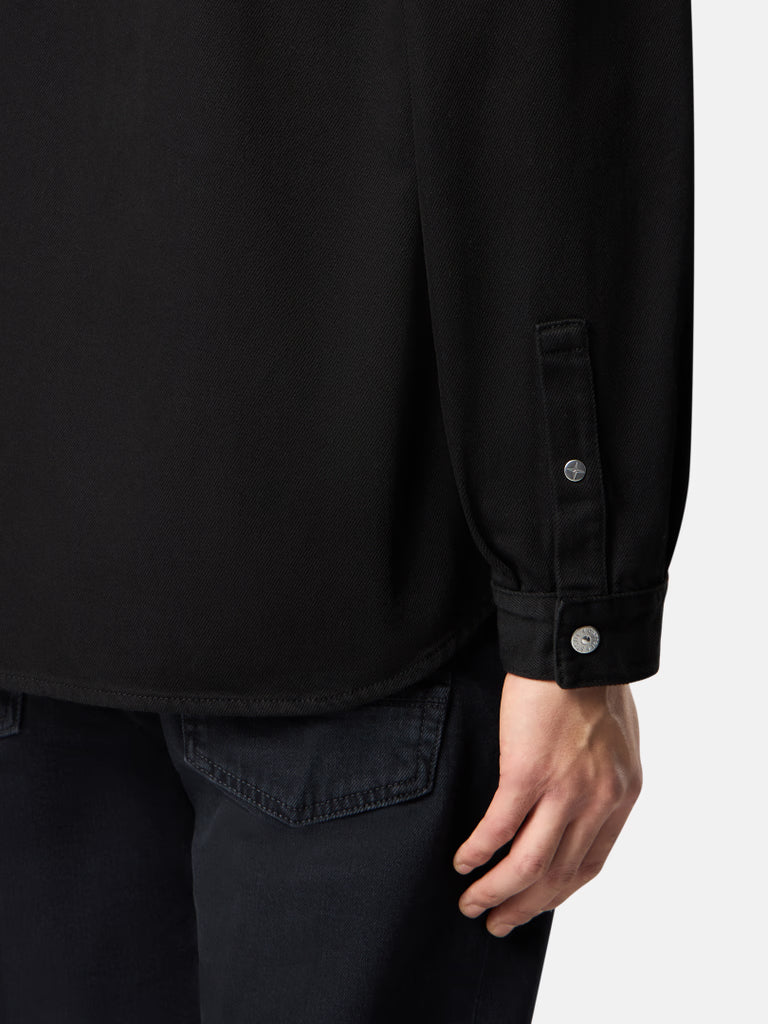 BLACK REGULAR FIT OVERSHIRT - BLACK
