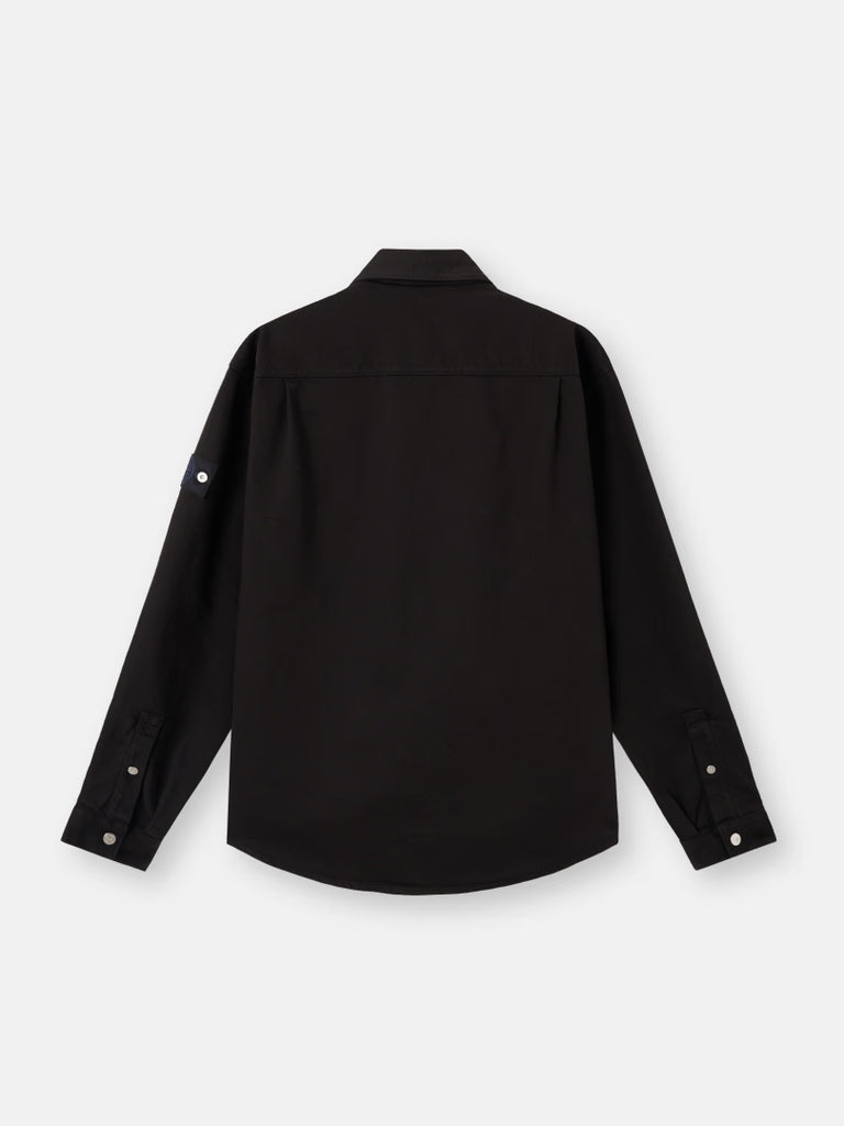 BLACK REGULAR FIT OVERSHIRT - BLACK