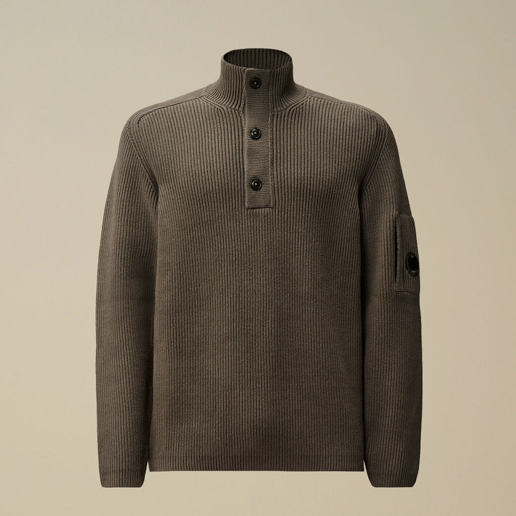 RIB HALF BUTTON SWEATER