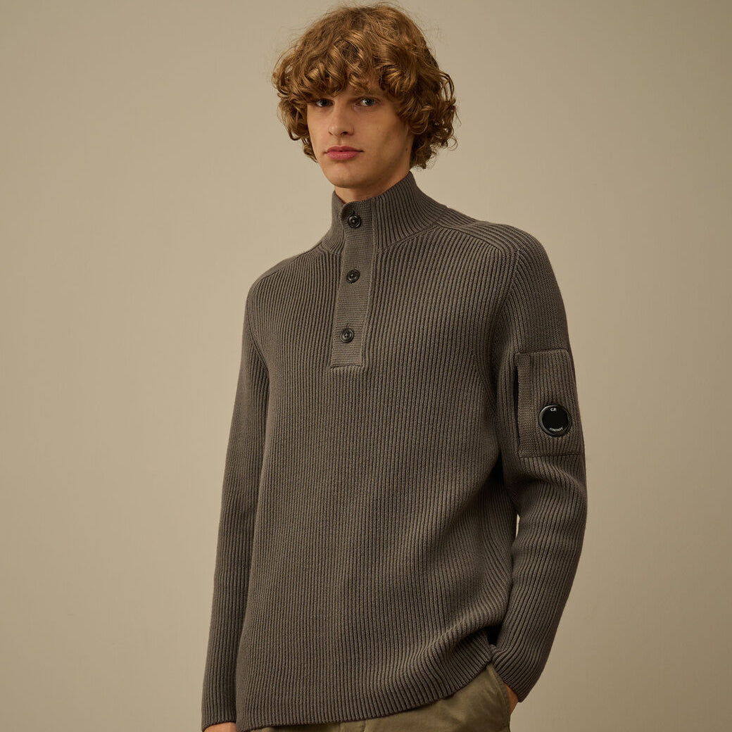 RIB HALF BUTTON SWEATER