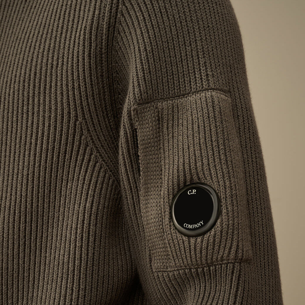 RIB HALF BUTTON SWEATER