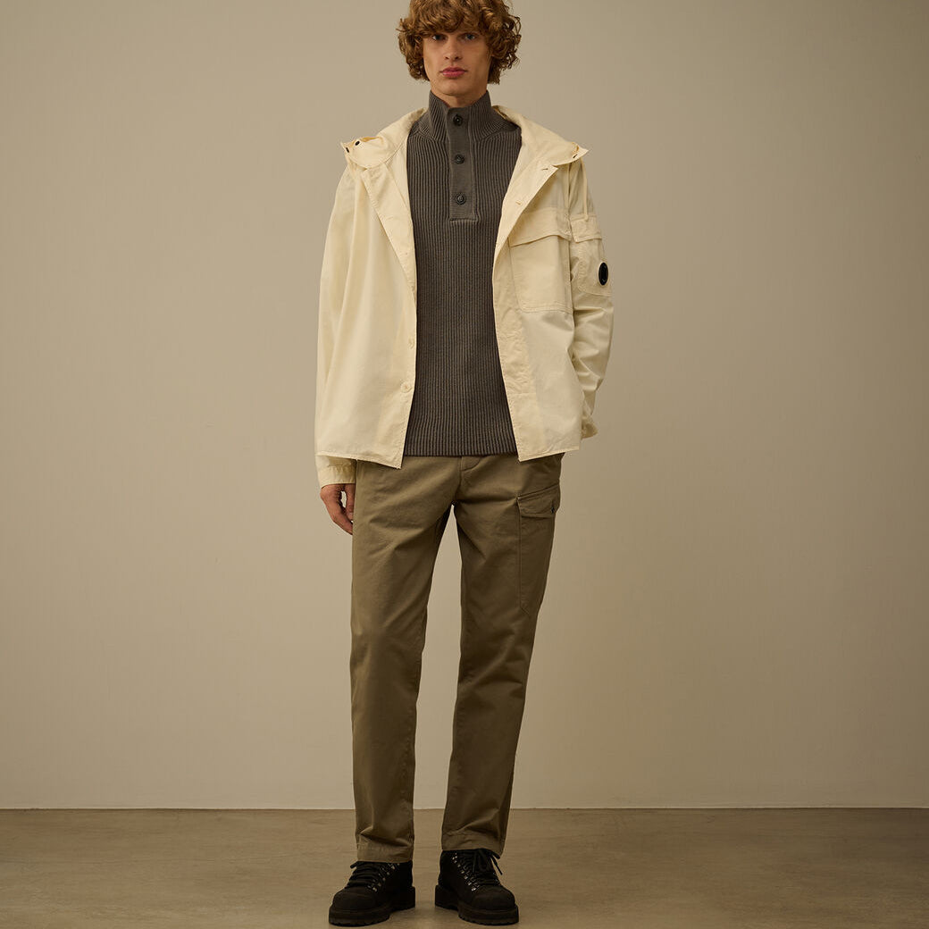 RIB HALF BUTTON SWEATER