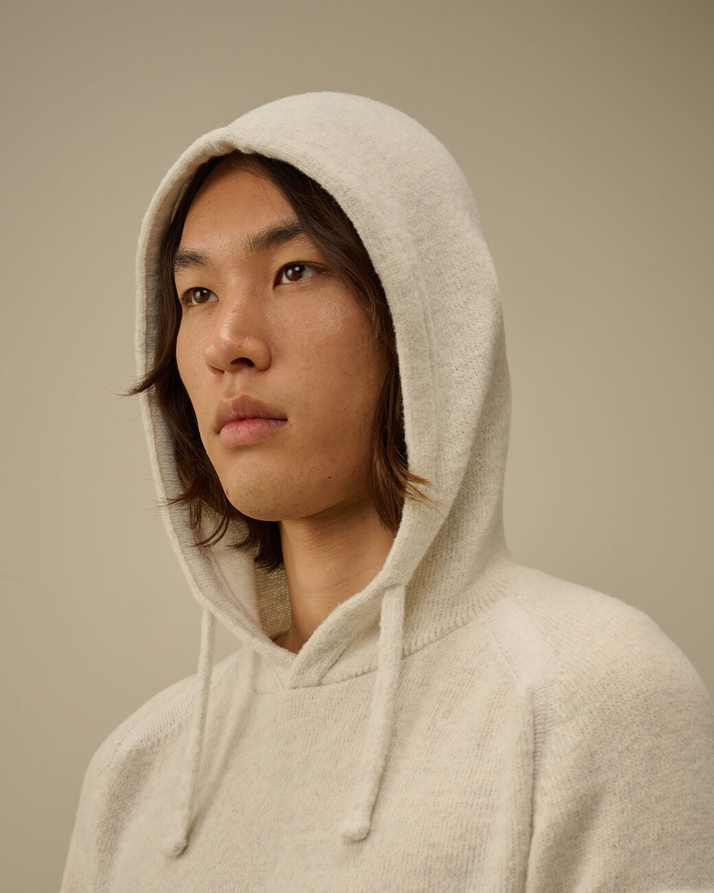 FLEECE KNIT HOODED SWEATER