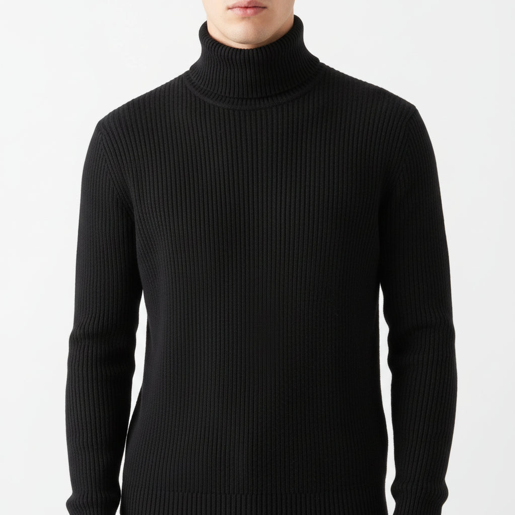 HANNES ROETHER ROLL NECK SWEATER - BLACK