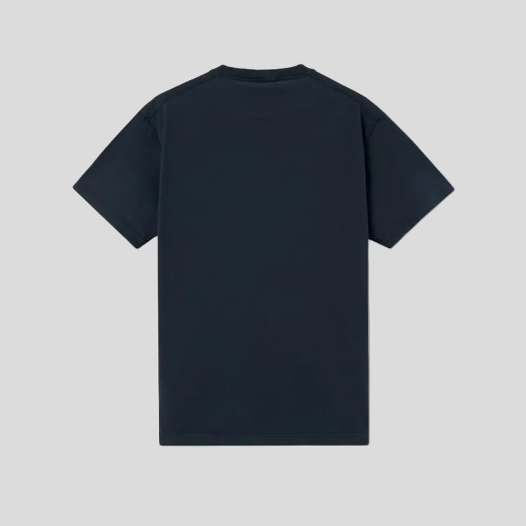 ORGANIC COTTON JERSEY 'FISSATO' EFFECT T-SHIRT - NAVY BLUE
