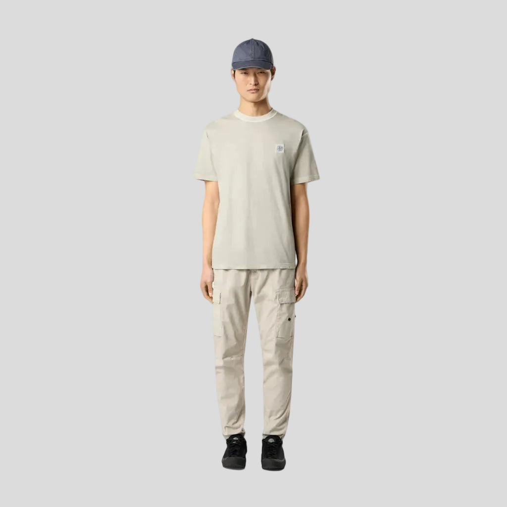 ORGANIC COTTON JERSEY 'FISSATO' EFFECT  T-SHIRT - PEARL GREY