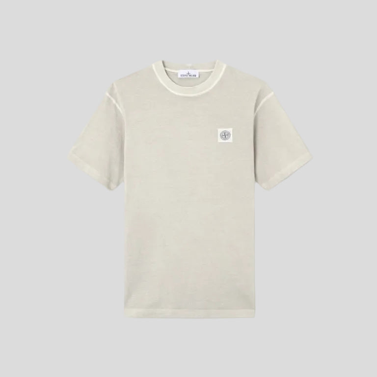 ORGANIC COTTON JERSEY 'FISSATO' EFFECT  T-SHIRT - PEARL GREY