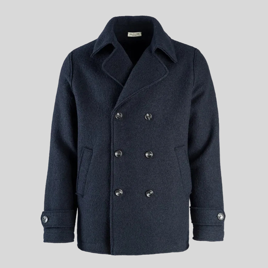 NAVY MERINO WOOL CABAN JACKET
