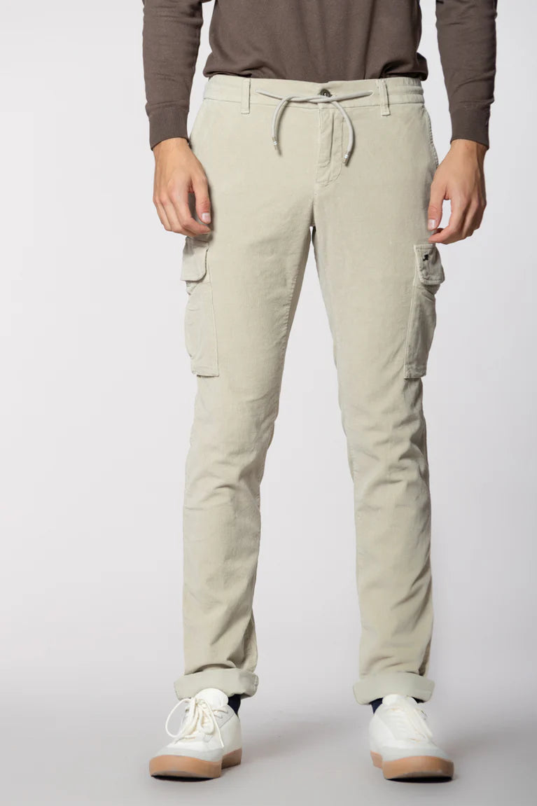 PF-CHILE  CORDUROY SLIM CARGO JOGGER TROUSERS - ICE