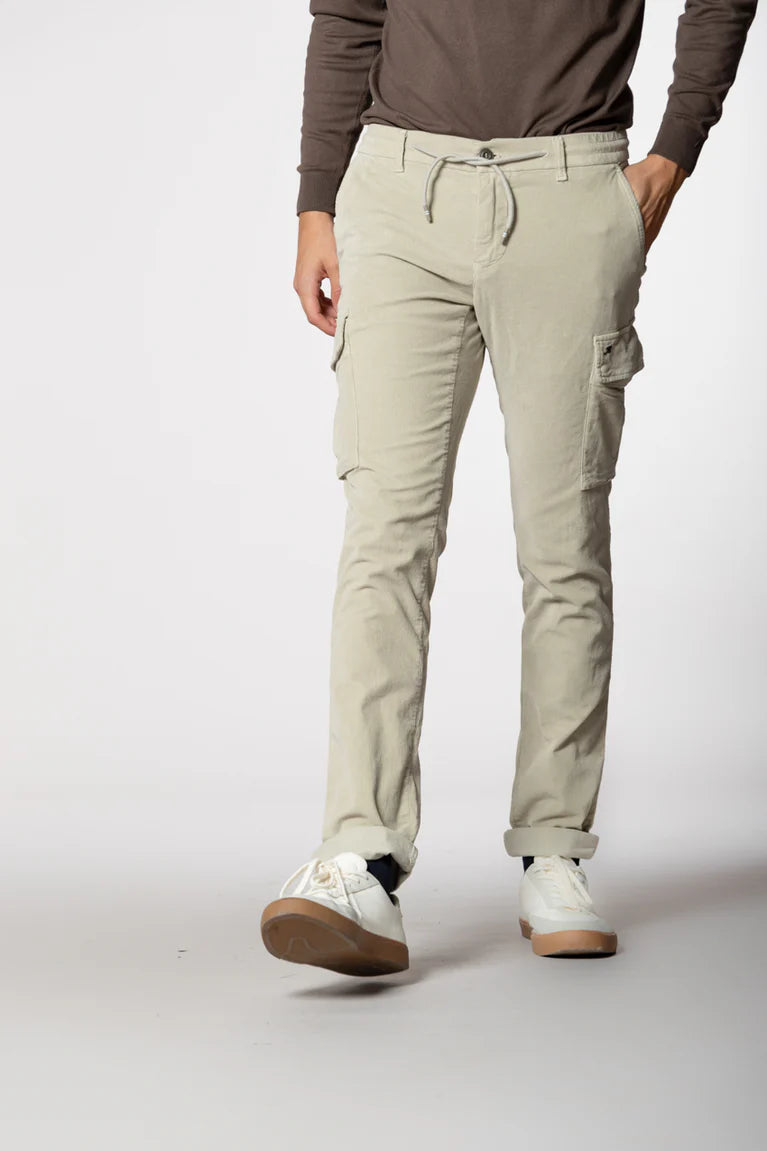 PF-CHILE  CORDUROY SLIM CARGO JOGGER TROUSERS - ICE