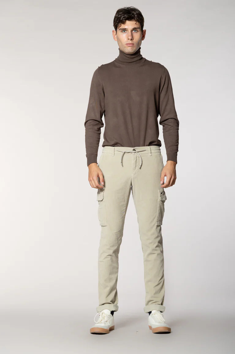 PF-CHILE  CORDUROY SLIM CARGO JOGGER TROUSERS - ICE