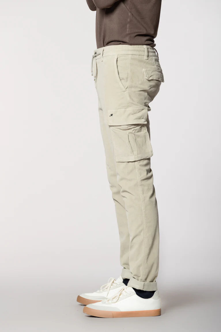 PF-CHILE  CORDUROY SLIM CARGO JOGGER TROUSERS - ICE