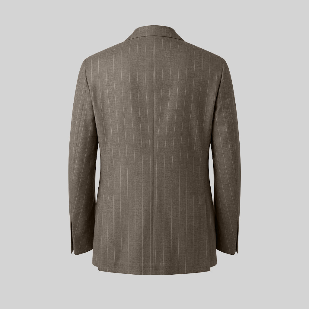 VIRGIN WOOL SUIT - PINSTRIPE BEIGE/WHITE