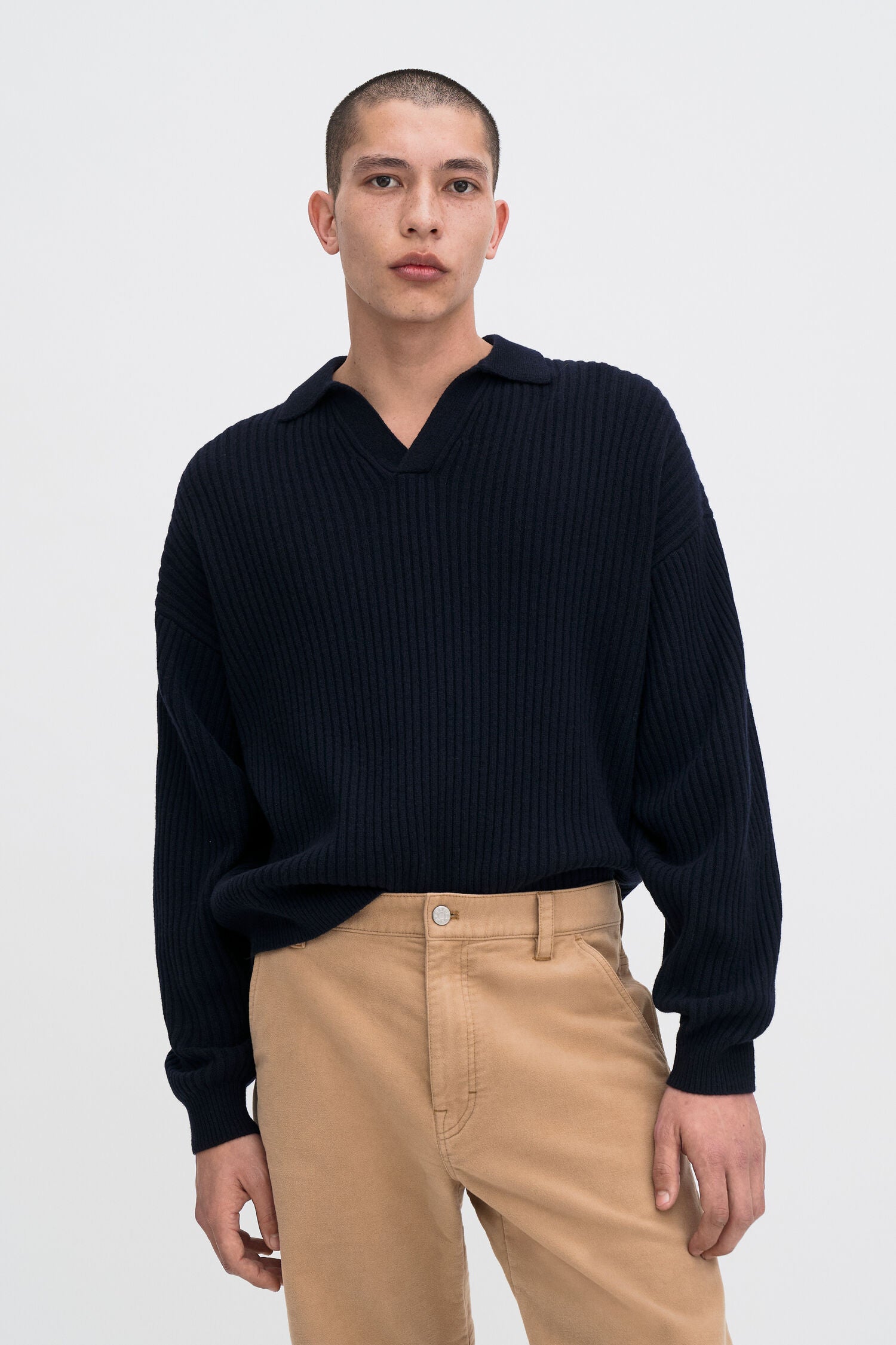 FILIPPA K RIBBED WOOL POLO SHIRT