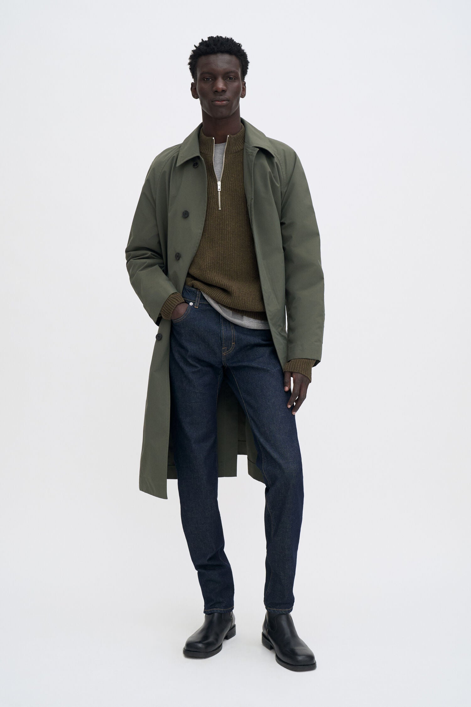 FILIPPA K RIBBED WOOL HALF ZIP SWEATER