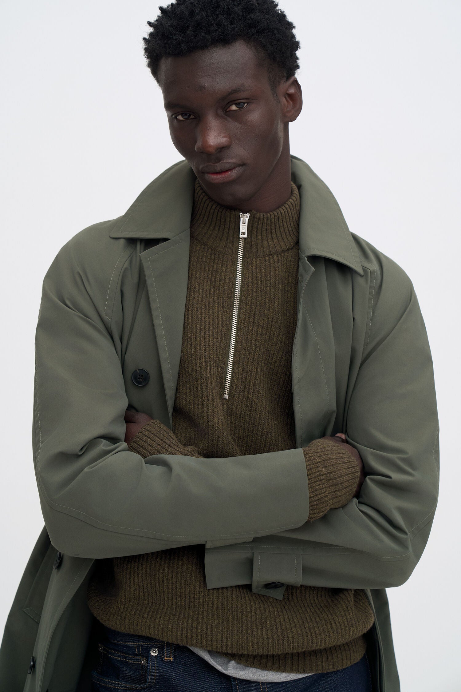 FILIPPA K RIBBED WOOL HALF ZIP SWEATER