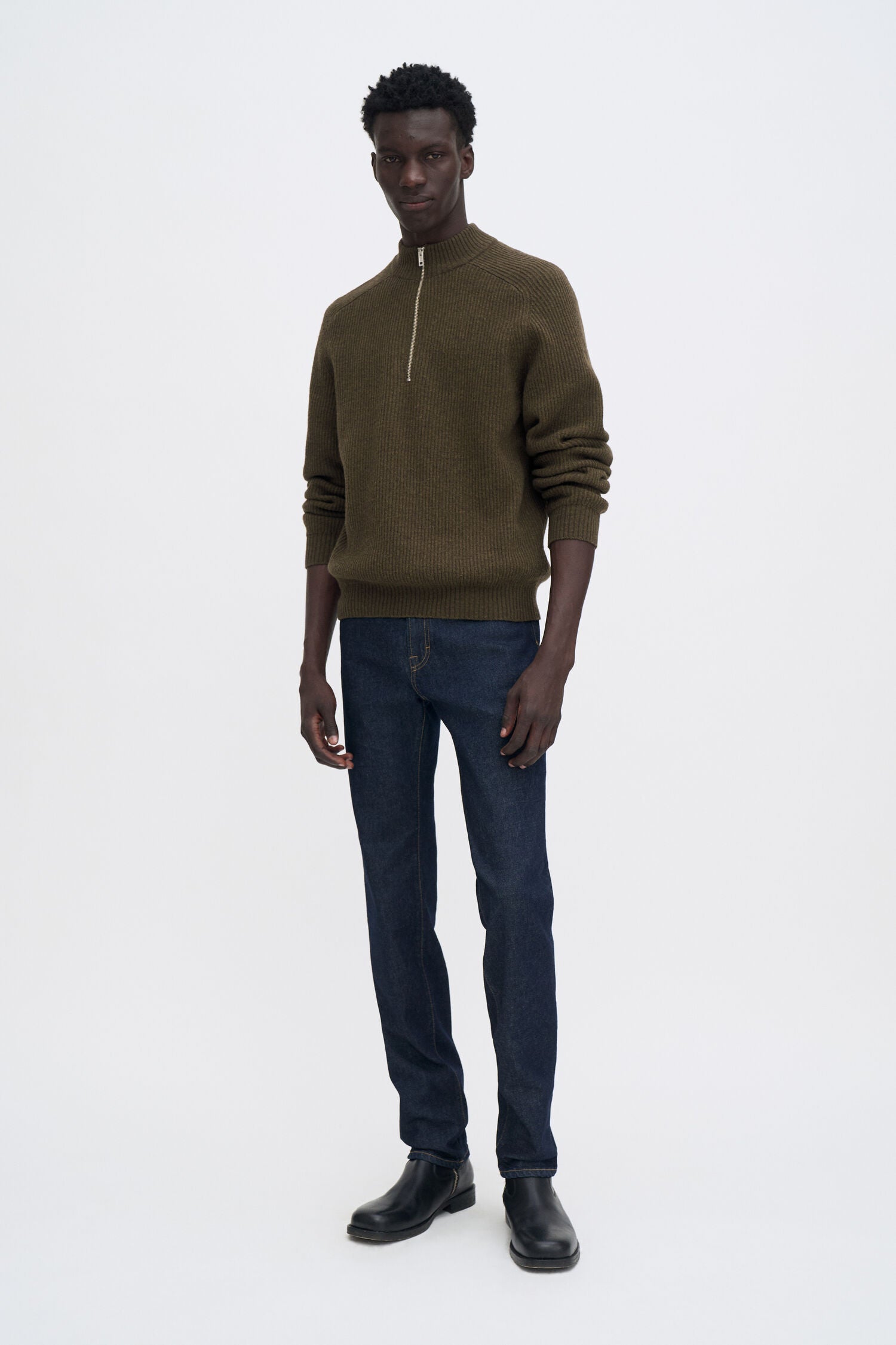 FILIPPA K RIBBED WOOL HALF ZIP SWEATER
