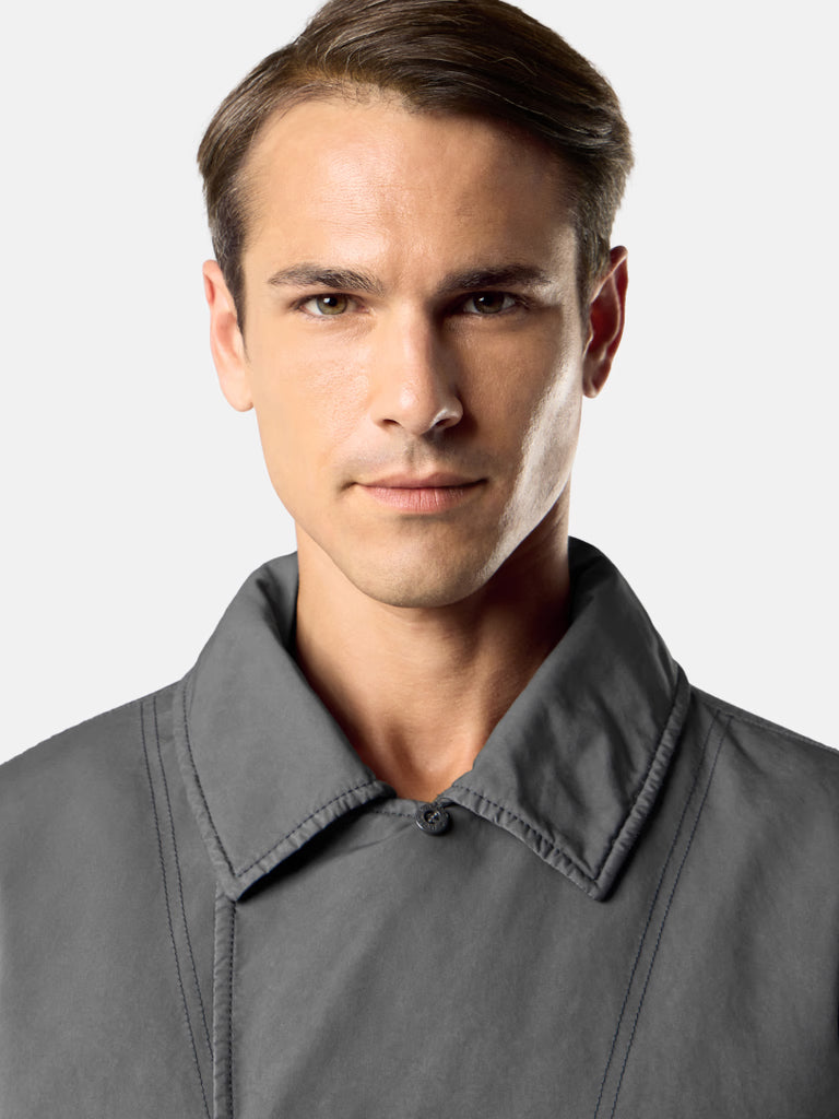 DARK GREY PADDED PEA COAT JACKET