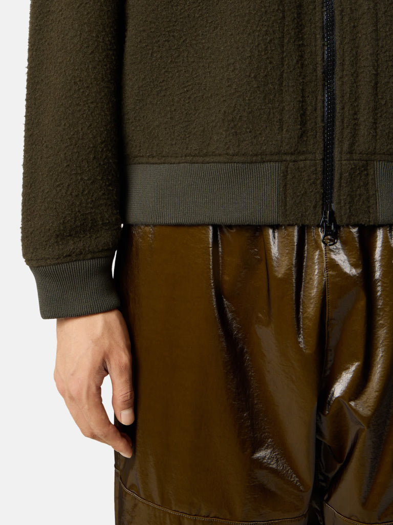 WOOL BOMBER JACKET - MILITARY GREEN