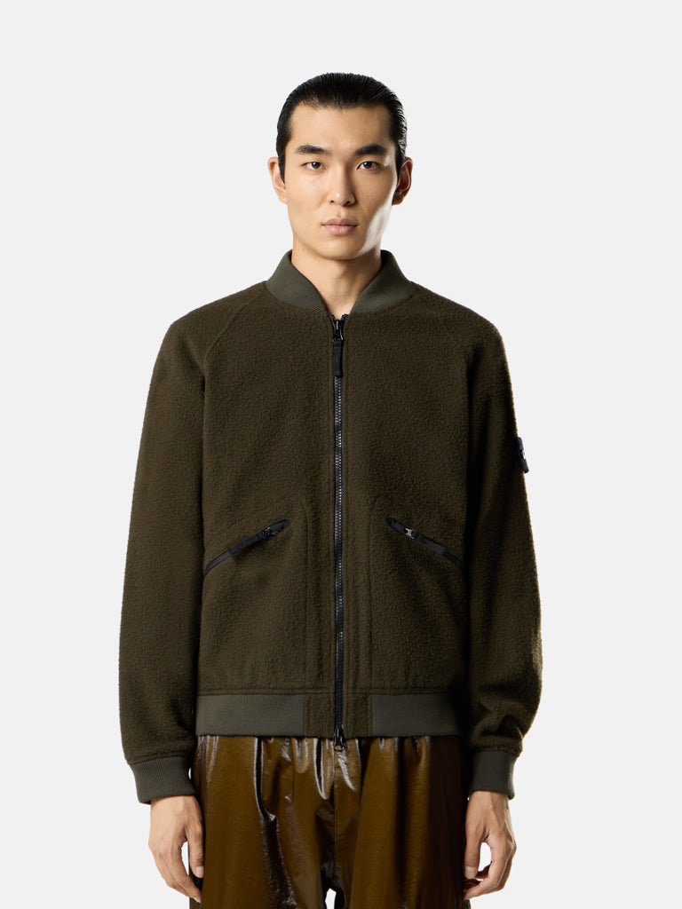 WOOL BOMBER JACKET - MILITARY GREEN