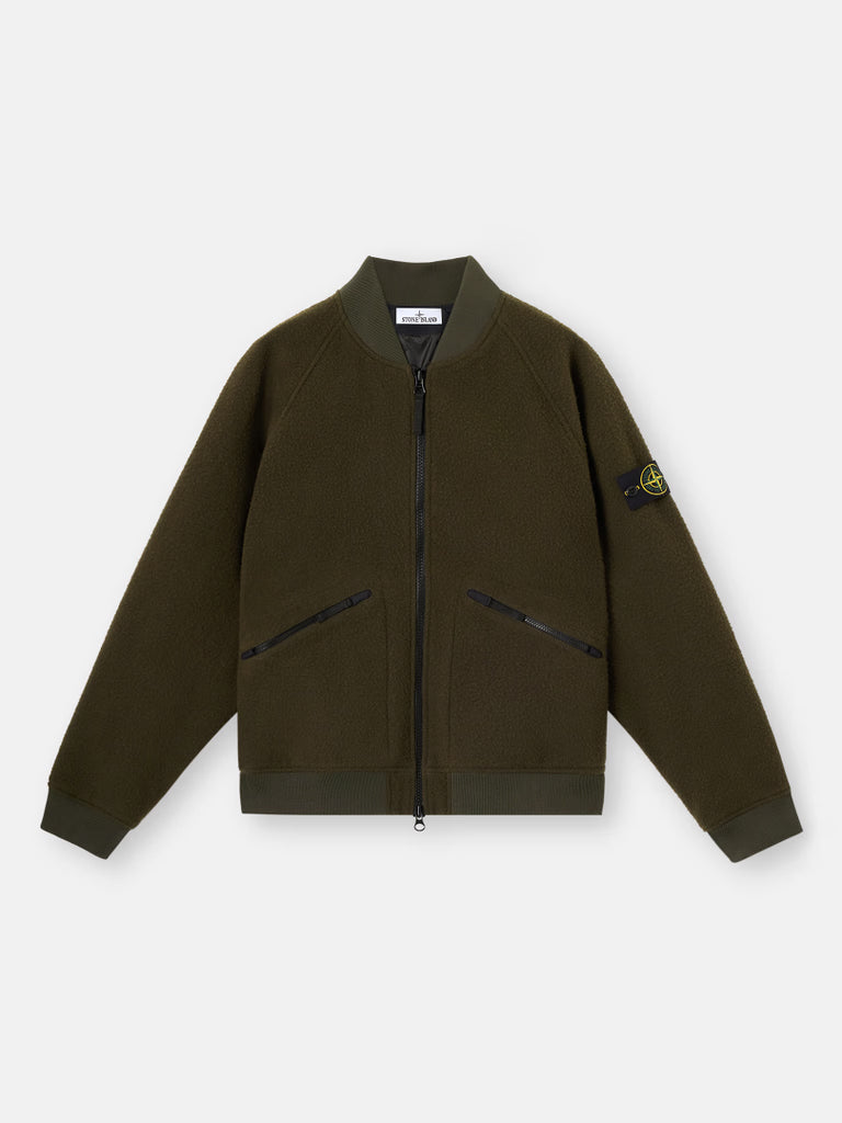 WOOL BOMBER JACKET - MILITARY GREEN