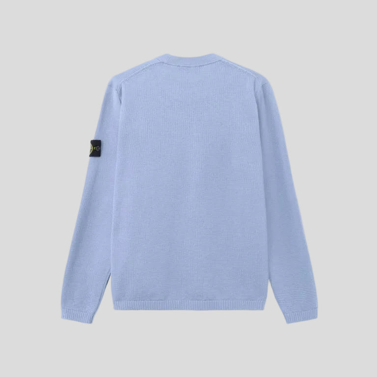 MICRO  STITCH SOFT ORGANIC COTTON KNITTED CREWNECK - AVIO BLUE