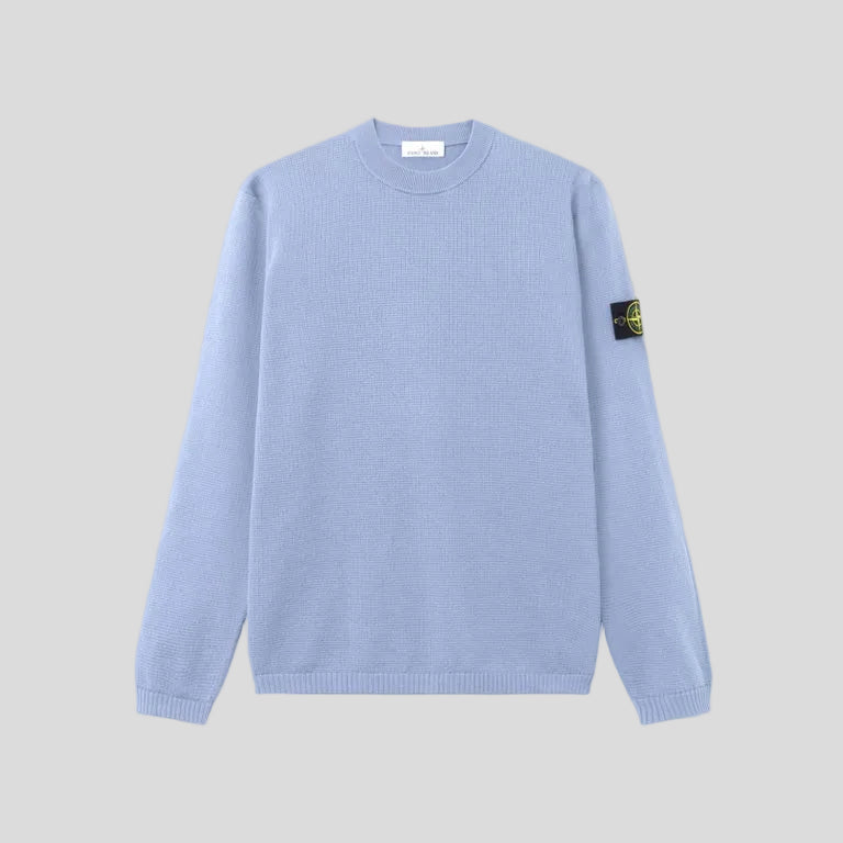 MICRO  STITCH SOFT ORGANIC COTTON KNITTED CREWNECK - AVIO BLUE