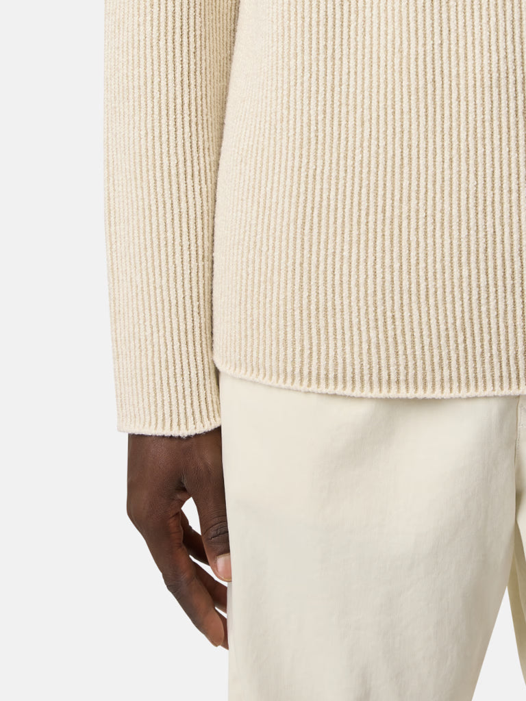 Half-zipper sweater with vanisé rib texture