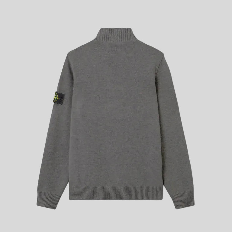 HALF-ZIPPER LAMBSWOOL SWEATER - CEMENT MEL GREY