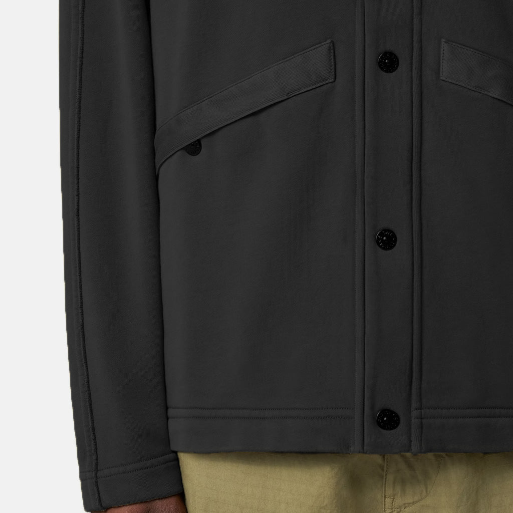 FLEECE CARDIGAN SWEATSHIRT - BLACK