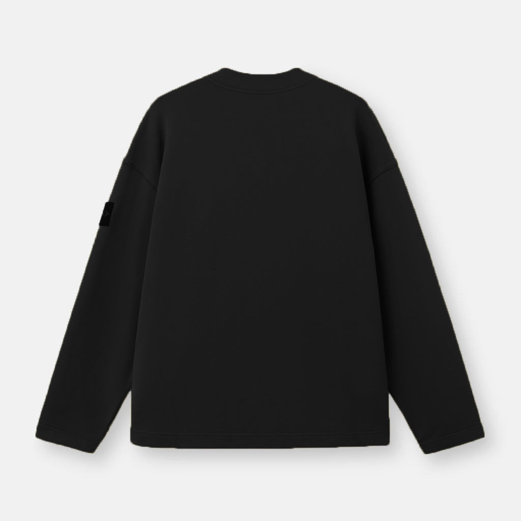 FLEECE CARDIGAN SWEATSHIRT - BLACK