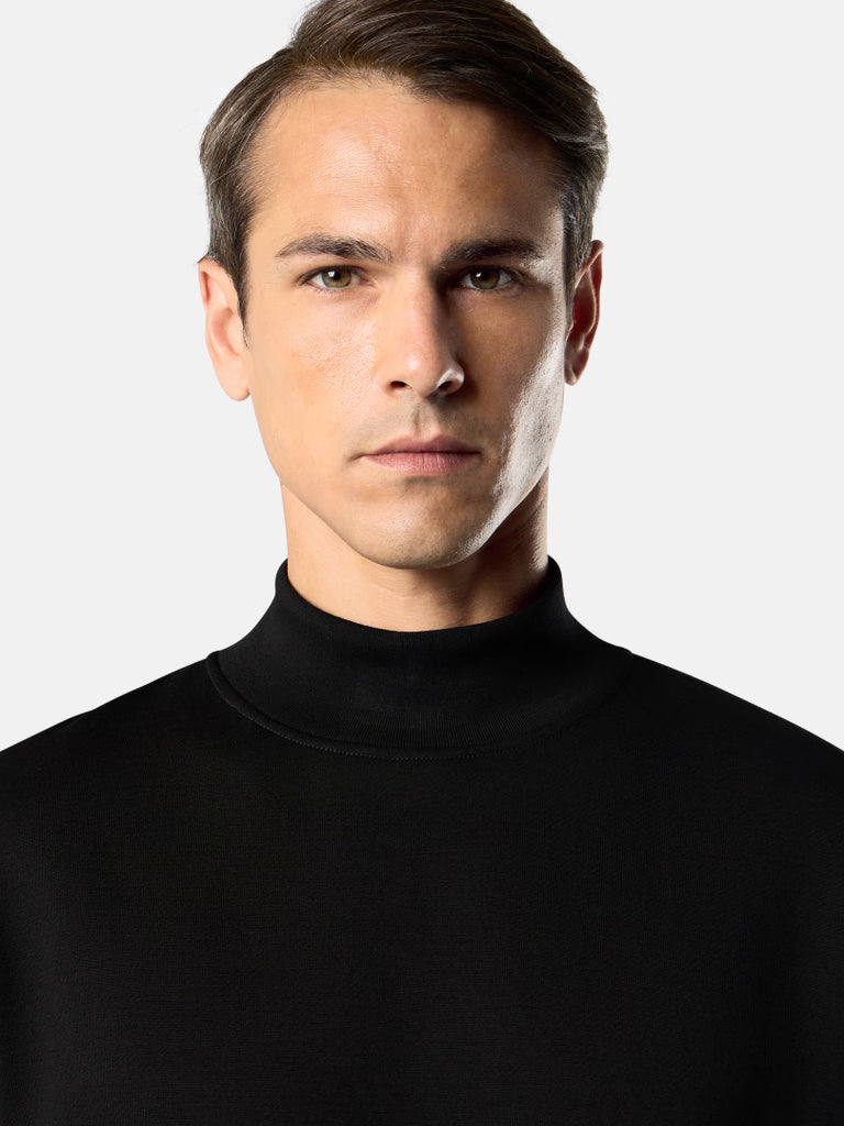 BLACK MOCK NECK SWEATSHIRT