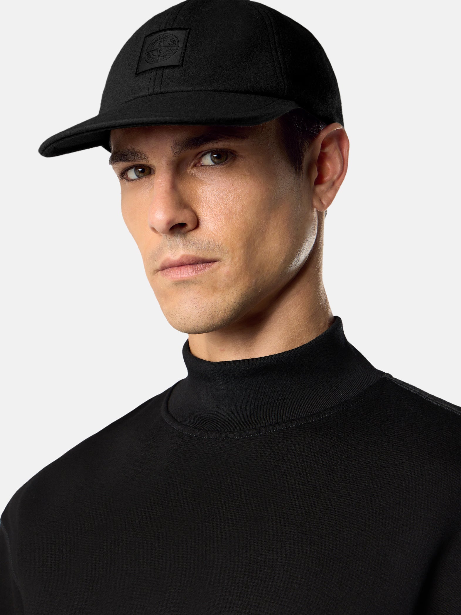 WOOL NYLON BASEBALL CAP - BLACK