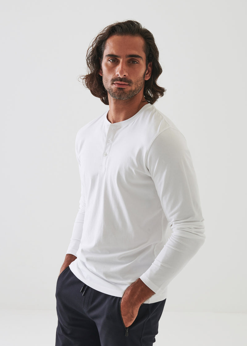 PIMA COTTON STRETCH  HENLEY - WHITE