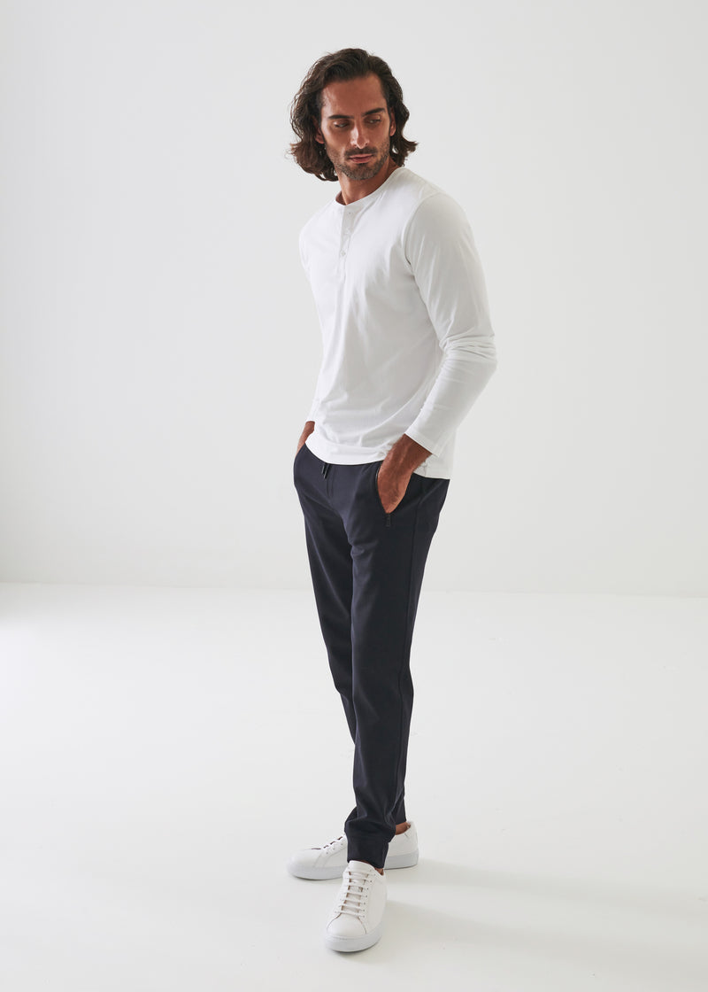 PIMA COTTON STRETCH  HENLEY - WHITE
