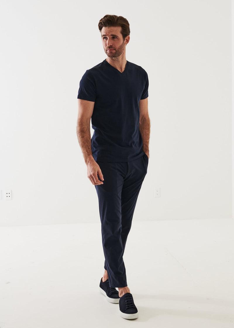 PIMA COTTON STRETCH V-NECK T-SHIRT - MIDNIGHT