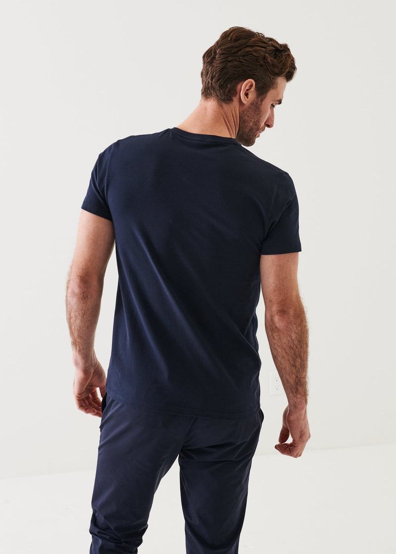 PIMA COTTON STRETCH V-NECK T-SHIRT - MIDNIGHT