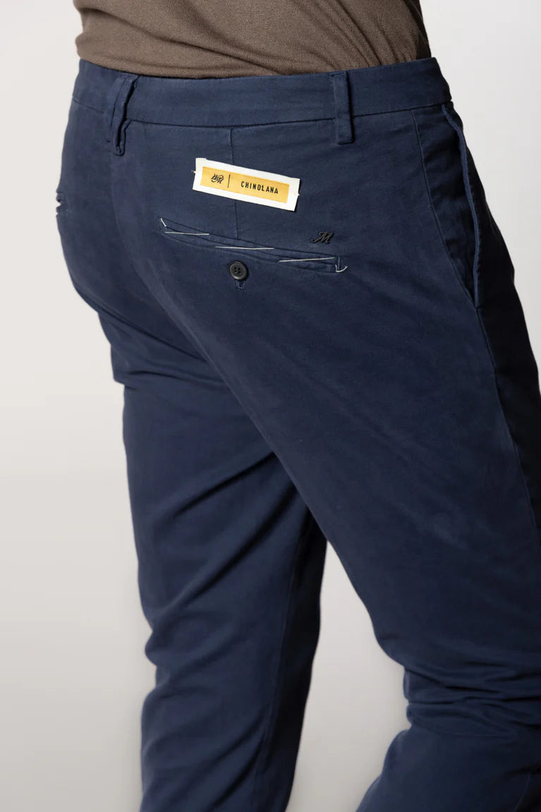 P.OSAKA 1 PINCES COTTON WOOL CHINO PANTS - NAVY