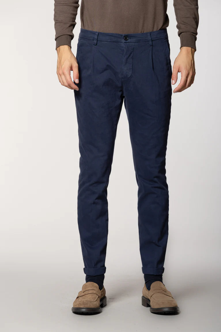 P.OSAKA 1 PINCES COTTON WOOL CHINO PANTS - NAVY
