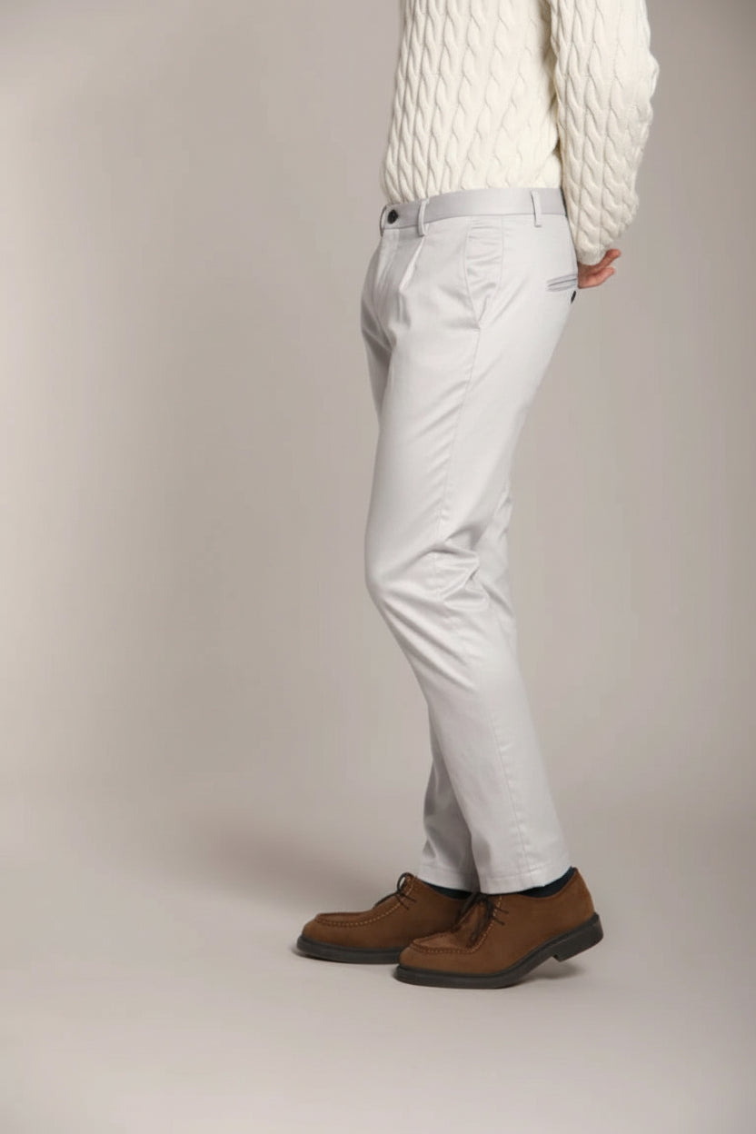 P.OSAKA 1 PINCES COTTON WOOL CHINO PANTS - PEARL GREY