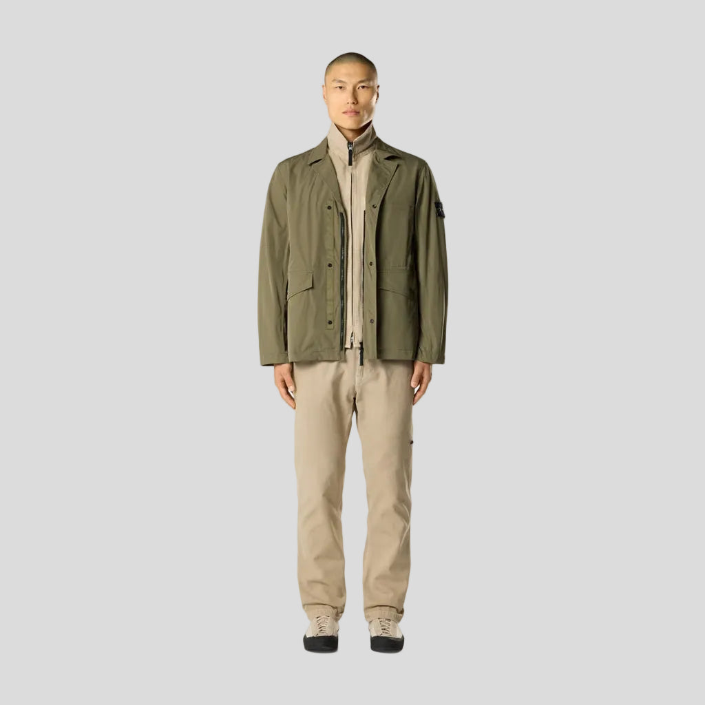 MICRO TWILL JACKET WITH ZIP AND ANTI-DROP - MILITARY GREEN