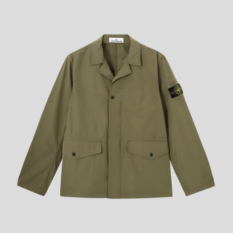MICRO TWILL JACKET WITH ZIP AND ANTI-DROP - MILITARY GREEN