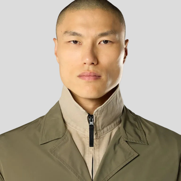 MICRO TWILL JACKET WITH ZIP AND ANTI-DROP - MILITARY GREEN