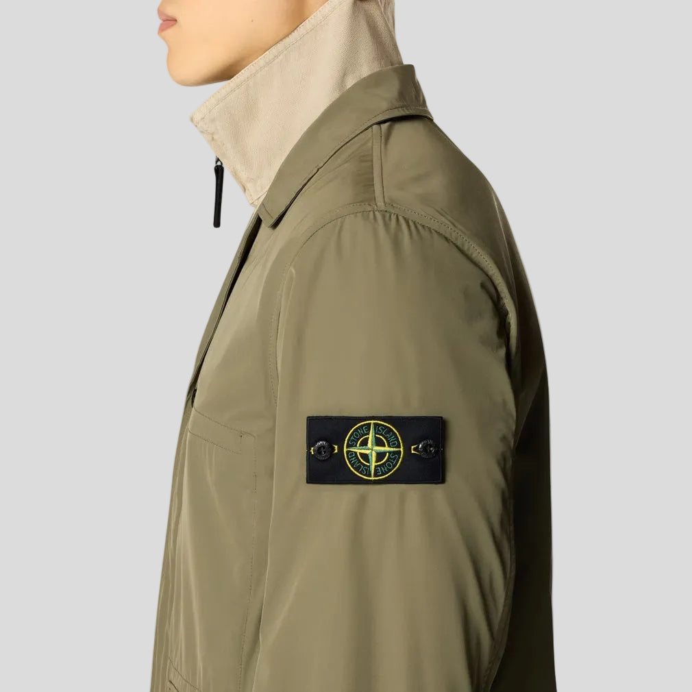 MICRO TWILL JACKET WITH ZIP AND ANTI-DROP - MILITARY GREEN
