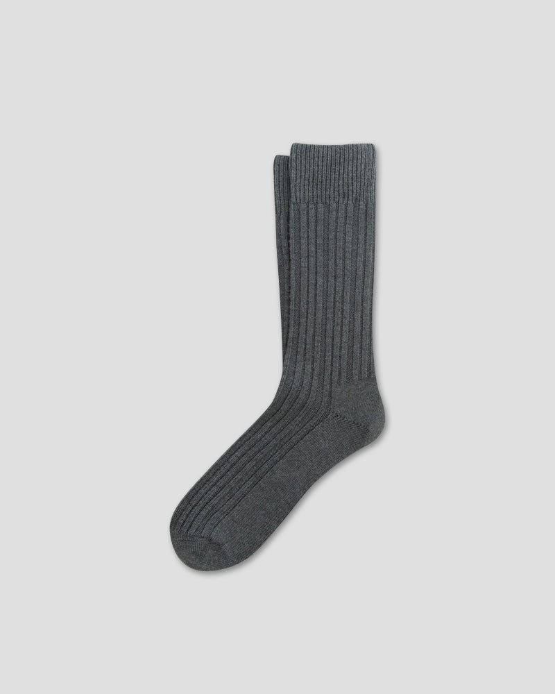 CASHWOOL SHORT SOCKS - MED GREY