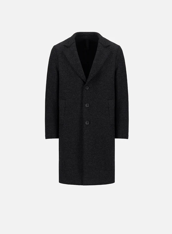 HARRIS WHARF SINGLE BREASTED WOOL COAT - ANTHRACITE GREY